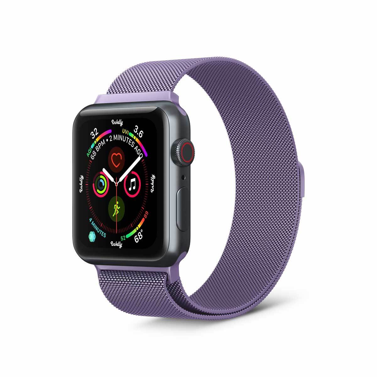 Stainless Milanese Apple Watch Band with Magnetic Lock Light Purple